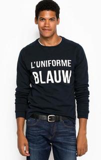 Синий свитшот из хлопка с принтом Scotch&Soda