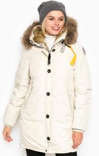 Удлиненный пуховик с меховой подкладкой Parajumpers