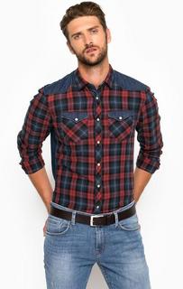 Хлопковая рубашка в клетку Tom Tailor Denim