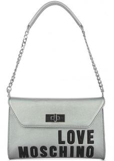 Клатч серебристого цвета из искусственной кожи Love Moschino
