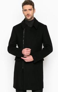 Однотонное шерстяное пальто на молнии и пуговицах Strellson