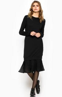 Черное платье с плиссированной вставкой Armani Jeans