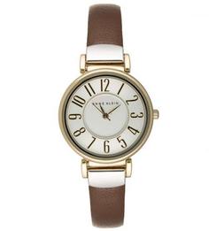 Часы круглой формы с кожаным ремешком Anne Klein