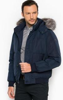 Синий короткий пуховик с капюшоном Michael Michael Kors