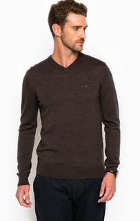 Шерстяной джемпер с треугольным вырезом Armani Jeans