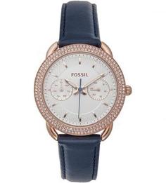 Часы с кожаным браслетом с люминесцентными стрелками Fossil