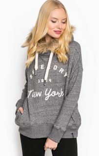 Серая хлопковая толстовка с капюшоном Superdry