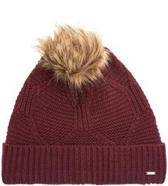 Бордовая вязаная шапка из акрила Pepe Jeans
