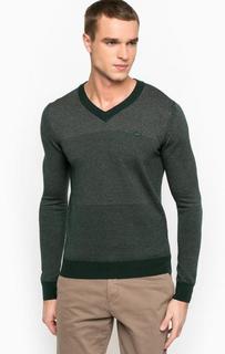 Зеленый шерстяной джемпер с треугольным вырезом Lacoste