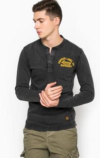 Хлопковая футболка с вырезом на пуговицах Superdry