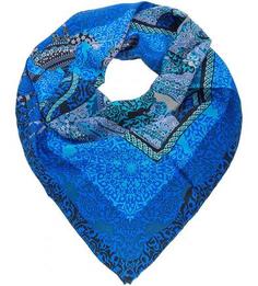 Синий шелковый платок Eleganzza