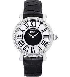 Часы с черным кожаным браслетом Cerruti 1881
