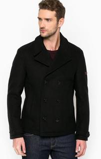 Черное шерстяное полупальто Strellson