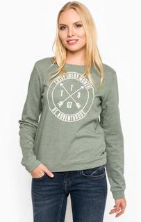Однотонный свитшот с контрастным принтом Tom Tailor Denim
