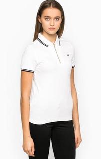 Белая футболка поло с воротником на молнии Fred Perry