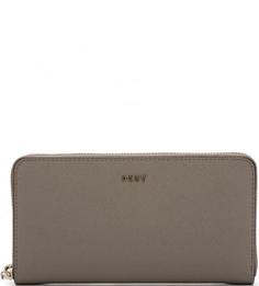 Серый кошелек из сафьяновой кожи Dkny