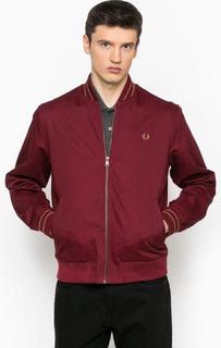 Бордовая хлопковая куртка на молнии Fred Perry