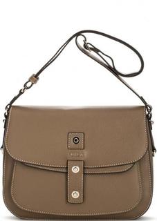 Кожаная коричневая сумка с одним отделом Furla