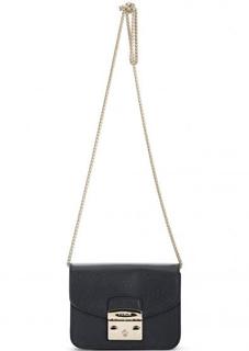 Синяя кожаная сумка с одним отделом Furla