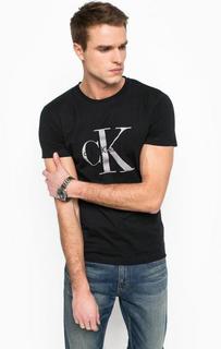 Черная хлопковая футболка Calvin Klein Jeans