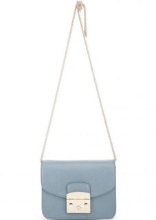 Синяя кожаная сумка с откидным клапаном Furla