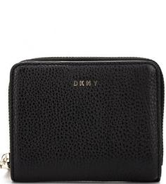 Черный кожаный кошелек на кнопке Dkny