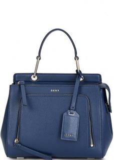 Синяя кожаная сумка с короткой ручкой Dkny