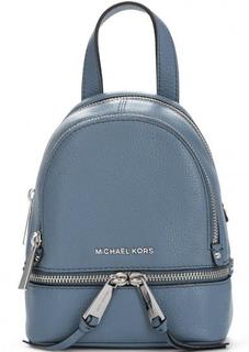 Голубой кожаный рюкзак с узкими лямками Michael Michael Kors