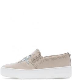 Кожаные слипоны с отделкой глиттером Michael Michael Kors