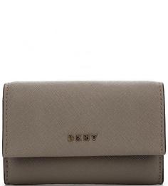 Серая визитница из сафьяновой кожи Dkny