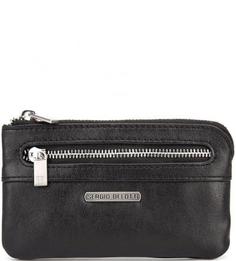 Черная кожаная ключница на молнии Sergio Belotti