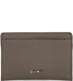 Серая кожаная визитница Dkny