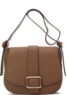 Коричневая кожаная сумка с откидным клапаном Michael Michael Kors