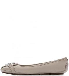 Кожаные балетки с логотипом бренда Michael Michael Kors