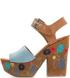 Босоножки из денима с кожаным ремешком Guess