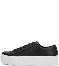 Кожаные кеды с текстильными вставками Dkny