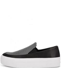 Кожаные слипоны с текстильной вставкой Dkny