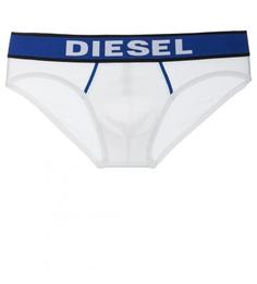 Белые хлопковые трусы-брифы с контрастной резинкой Diesel