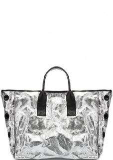 Вместительная кожаная сумка с металлическим декором Io Pelle