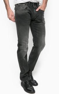 Прямые серые джинсы с легкими потертостями Replay