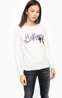 Джемпер молочного цвета из хлопка и шерсти Tommy Hilfiger