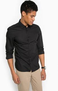 Черная рубашка из хлопка приталенного кроя Mustang