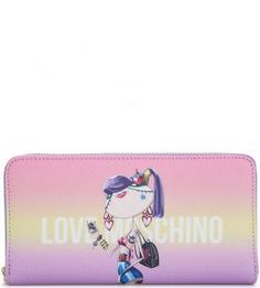 Разноцветный кошелек на молнии Love Moschino