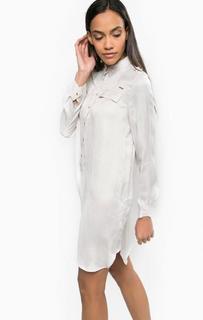 Атласное платье-рубашка из вискозы Calvin Klein Jeans