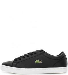 Черные кожаные кеды Lacoste