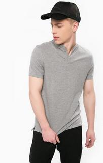 Хлопковая футболка с застежкой на кнопки Selected