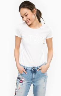 Белая хлопковая футболка с короткими рукавами Gas