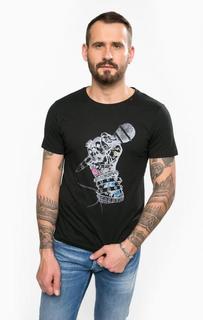 Черная хлопковая футболка с круглым вырезом Replay