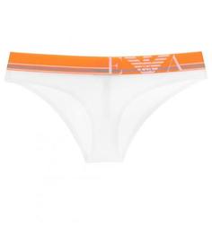 Белые трусы-слипы с контрастной резинкой Emporio Armani