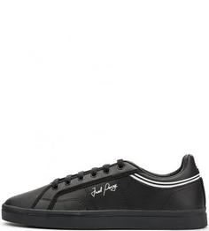 Кожаные кеды с контрастным принтом Fred Perry
